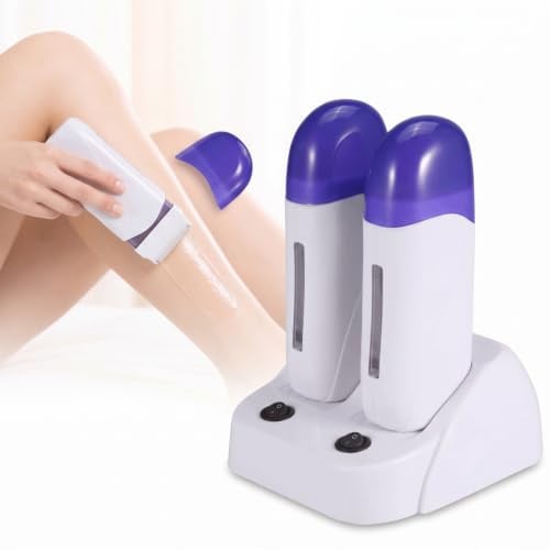 DOUQIFEI Roll-on-Wachswärmer, 3 Arten von Wachs, Enthaarungswalze, Heizung, Waxing, Körperhaarentfernungsmaschine mit Heizbasis für weiches Wachs (Zweisitzer nach europäischem Standard)