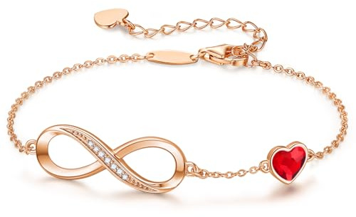 LOUISA SECRET Bracciale Donna Argento 925 Infinito Bracciali Cuore | Acciaio inossidabile Gioielli Compleanno Regalo per Lei/Mamma/Amica/Ricorrenze