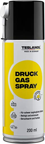 Teslanol Druckluftspray 200ml, Druckgasreiniger zur staubfreien Reinigung von PC, Tastatur und empfindlicher Elektronik, Druckluftreiniger Anti-Staub Spray, Druckluft Spraydose - 26002
