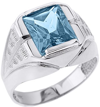 Kleine Schätze Herren Ring/Verlobungsring/partnerring 925 Sterling Silber Aquamarin Ring