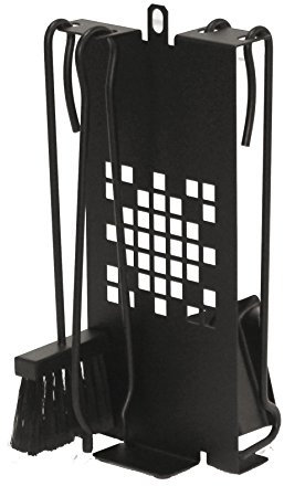 Kaminbesteck schwarz beschichtet B/H/T = 19/43/10 cm