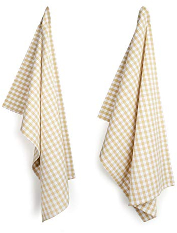 FILU Geschirrhandtücher 4er Pack Beige/Weiß kariert (Farbe und Design wählbar) 45 x 70 cm - hochwertige Küchenhandtücher/Geschirrtücher aus 100% Baumwolle