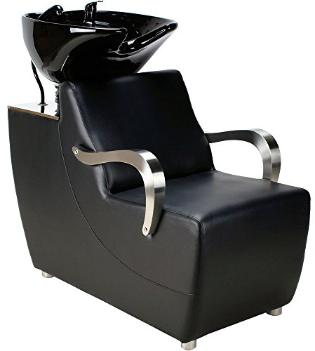Medeo Friseurwaschsessel 255176 schwarz - Modern, Casual - Stuhl - Kunstleder, Schwarz - Individuell anpassbares Waschbecken aus Keramik - Salon