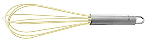 ZENKER Batidor Varillas Silicona, Batidora de Cocina Manual, Acero Inoxidable y Varillas de Silicona, Color Crema con Mango Acero Inox. 23x5,5cm, 1 ud.