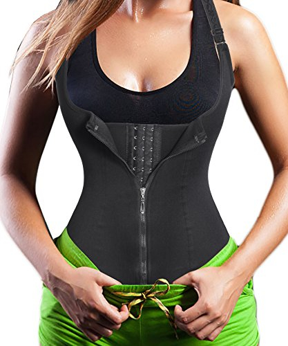 Chumian Adjustable Straps Waist Training Cincher Corset Vest With Zip & Hook,Modern Underbust Slimmer Exercise Slimming Bodysuit (XXX-Large, Black)