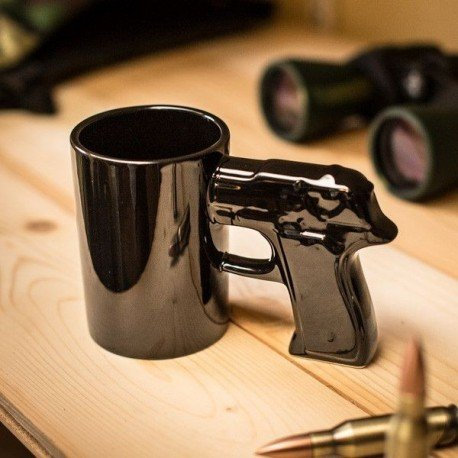 Gadget Master GUN MUG, Keramiktasse in Pistolenform, 500 ml, schwarz