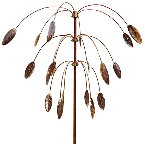 Stanwood Wind Sculpture: Kinetic Copper Triple Spinner - Falling Foliage
