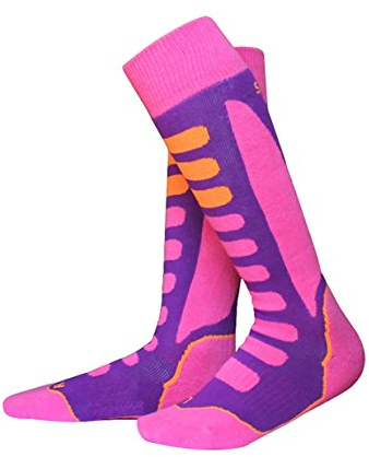 Barrageon Chaussettes de Ski Enfant Garçon Fille Thermique Chaude pour Ski, Snowboard, Trekking et Autres Sports d'hiver, Contrôle de l'Humidité Anti-Odeur Anti-Bactériennes Rose - EU 31-34