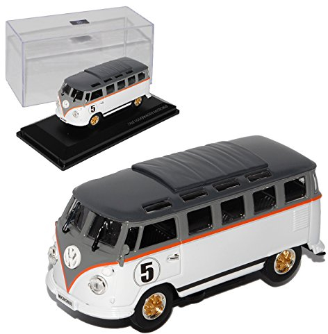 Lucky Diecast Volkwagen T1 Weiss mit Grau Nr 5 Samba Bully Bus 1950-1967 1/43 Yatming Modell Auto