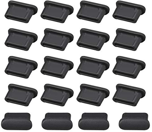 sourcing map 20St Typ C Anschluss Schutzkappe Silikon Abdeckung Anti Staub Schwarz