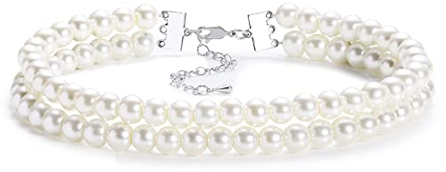 BABEYOND 1920s Damen Halskette Multi Schichte Choker Kette Hochzeit Braut Schmuck Accessoires Imitation Perlen Kette Elegant Retro Stil Fasching Kostüm Zubehör (Stil 3)