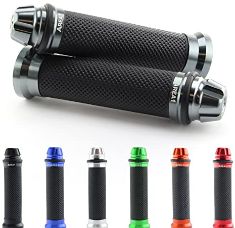Area1 universal Motorrad Motorroller Lenkergriffe Griffe Griffgummis 2 Stück 1x 22mm + 1x 24-25mm (7/8 / 1 Zoll) (Dome) (Grau) Kompatibel mit KSR