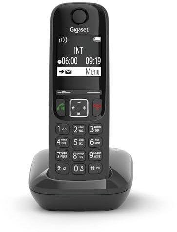 Gigaset AS690 - Telefono DECT wireless - grande schermo ad alto contrasto - ottima qualità audio - profili audio regolabili - funzione vivavoce - protezione chiamate indesiderate, nero