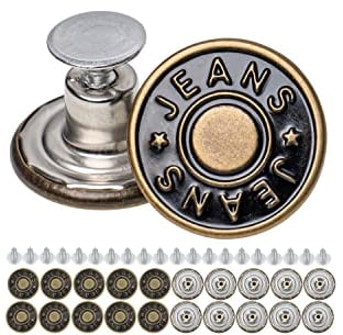 Hosen Ersatz Knöpfe zum Vernieten, Ø 20 mm Messing Jeansknöpfe, 20 Pack, Bronze-farben, Jeans Knöpfe mit Nieten, Jeans Knopf zum Einschlagen, Metall Hosenknopf, Hose weiter machen, Hosenknöpfe Metall