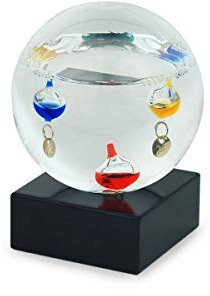 Thermomètre de Galilée en Verre, Forme Sphérique, H 10 cm