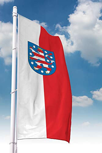 Deitert Bundesland-Flagge Thüringen – 80x200 cm Thüringen Fahne mit Wappen im Hochformat, Hissfahne aus reißfestem Polyester