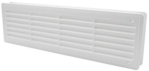 Vent Systems 440 x 120 mm Weiß Tuerlueftungsgitter - Rechteckig Lüftungsgitter für Tür - Kunststoff - HVAC Kanal Abdeckung/Türgitter für Innen - Haus, Küche, Badezimmer, Garage, Schrank