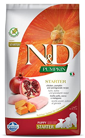 Farmina N&D Pumpkin Puppy Pellets Hundefutter (Trockenfutter, mit hochwertigen Vitaminen und natürliche Antioxidantien, ohne Mais, Zutaten: Hähnchen Granatapfel, Portionsgröße: 2,5 kg)