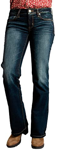 MAGIC SELECT Glockenjeans Bootcut für Damen, Jeans mit Glocke, Dunkelblaue Jeans, Hose mit niedriger Taille.