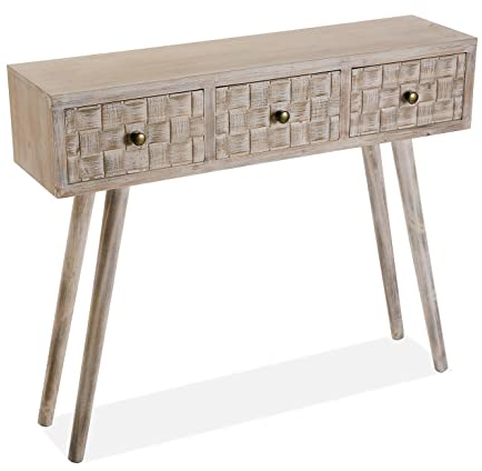 VERSA Anish Consolle Ingresso, Tavolo Consolle, Tavolino Ingresso, Tavolo Salotto, con 3 cassetti, Misure (A x L x l) 81,5 x 25 x 97 cm, Legno, Colore Marrone e Grigio