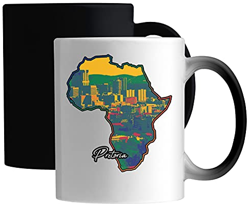 Pretoria African Map Retro Graphic Taza mágica de cerámica Blanco
