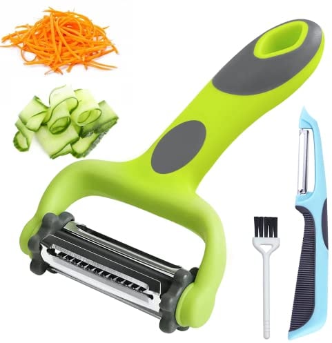 GANNK Potato Apple Vegetable Peelers for Kitchen, I and Y Peelers for Fruit Veggie Potatoes Carrot Cucumber, 3 in 1 Blade Spin Design With Julienne Function