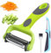 GANNK Potato Apple Vegetable Peelers for Kitchen, I and Y Peelers for Fruit Veggie Potatoes Carrot Cucumber, 3 in 1 Blade Spin Design With Julienne Function