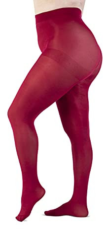 LEELA LAB Collant Curvy Taille Haute Semi-mat 90 Deniers - Made in Italy (Scarlet, 6)