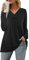Florboom Tunic Tops for Women Shirt V-Neck Long Sleeve Tshirts Swing Blouses Black Size 8 10