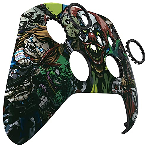 eXtremeRate Faceplate & Akzentringen für Xbox Series X/S Controller, DIY-Ersatz Front Hülle & Accent-Ring Set, Skin Case Gehäuse Ersatzteil für Xbox Core Controller Modell 1914-Scary Party