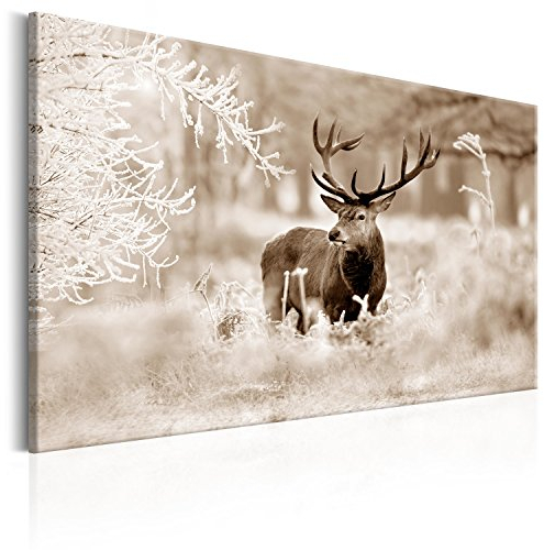 murando - Wandbilder Hirsch 60x40 cm Leinwandbild 1 tlg Kunstdruck modern Wandbilder XXL Wanddekoration Design Wand Bild - Natur Tier Landschaft g-C-0057-b-d