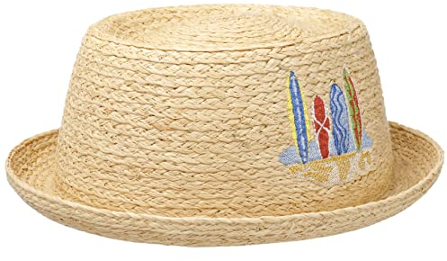 Stetson Surfboards Pork Pie Strohhut Sommerhut Sonnenhut Strandhut Raffiahut Raffiastrohhut Damen/Herren - Sommer Frühling-Sommer - XL (60-61 cm) Natur
