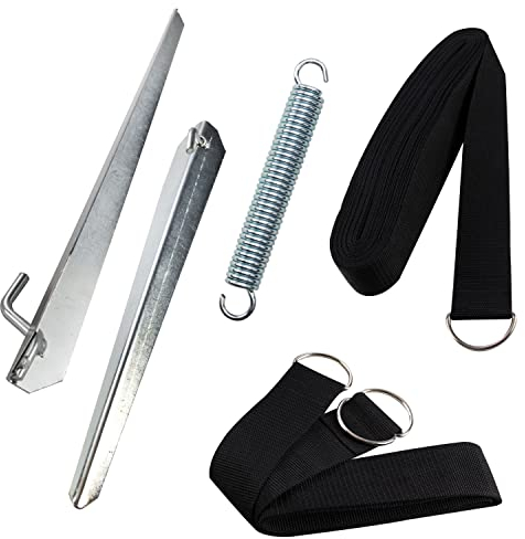 Sturmband Set Spanngurt 12,5 m lang Dachüberspannung Spannfeder und 2 Heringe Sturmset Sturmsicherung Vorzelt Zelt Zubehör Camping Tie-Down