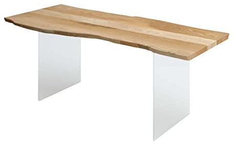 treesure Esstisch, hochwertiger Eichentisch, Massivholz, Schreibtisch, Küche, Bürotisch, Speisetisch, echte Baumkante, mit Bio Öl, Baumkantentisch, Eiche, Tisch