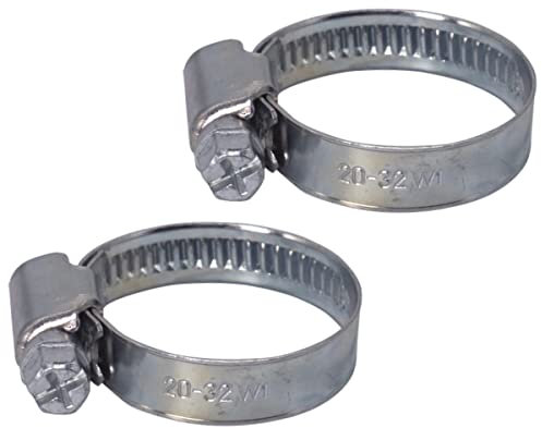 SKIR'CO Paquete de 2 abrazaderas de manguera ajustables de 20 a 32 mm, clips de manguera, abrazadera de tubo de tubo, accionamiento helicoidal (2 unidades)