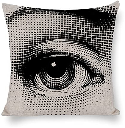 ROTOOY Lina Cavalieri Kissenbezug aus Baumwollleinen, dekorativer Kissenbezug, quadratisch, personalisierbares Auge, 45 x 45 cm (A9)