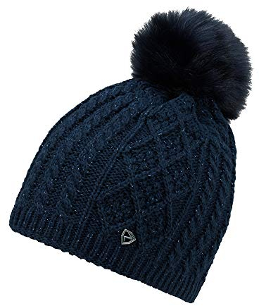Ziener Damen Illhorn M tze gestrickt warm Kunstfellbommel, dark navy, Einheitsgröße EU