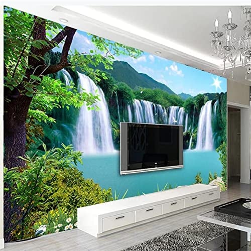 YABAOST Selbstklebendes Wandbild 140X70Cm 3D Wandtattoo Wandsticker Schlafzimmer Wasserfall Bäume Landschaft Wanddeko Wandaufkleber Wohnzimmer Tapete Wasserdichtes Pvc Wandbild Hintergrund