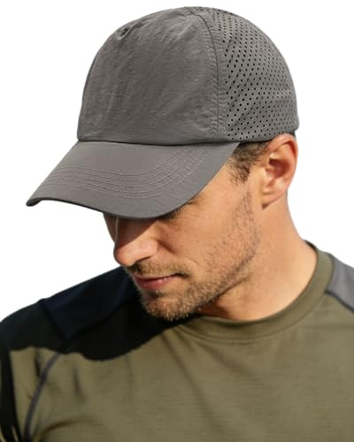 Clakllie Sommer Mesh Cap Krempe Baseballkappe Basecap Sonnenschutz Cappy Atmungsaktiv Schnelltrocknend Baseball Cap Leichte Sport Cap für Herren Damen,WBBC7-Gray