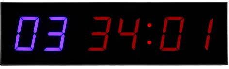 Wanduhr Fitness Timer 12/24 Stunden Uhr Stoppuhr Countdown Up Intervall Timer 6 Bit 1,8-Zoll LED Uhr Trainings Timing mit Fernbedienung AC110~240V(EU Plug)