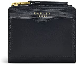 RADLEY London Isabella Road Bifold Geldbörse für Damen, aus genarbtem und glattem Leder, Bifold Purse mit Einschubfach vorne & Reißverschluss, Damengeldbörse mit Kartenfächern innen, Schwarz , Small