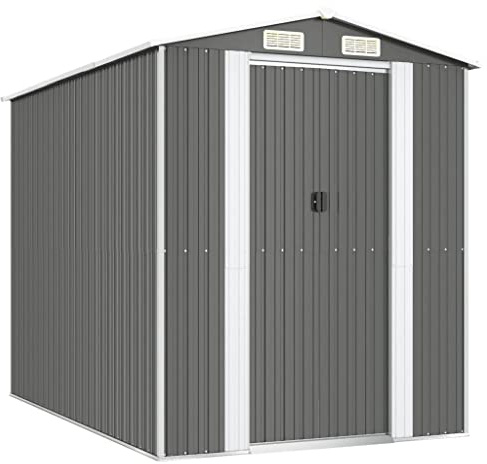 vidaXL Garden Shed Light Grey 192x274x223 cm Galvanised Steel