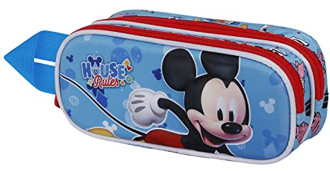 Disney Mickey Mouse House-3D Double Pencil Case, Blue, 22 x 9.5 cm