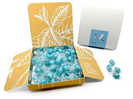 Confetti Arbues Artigianali CIOCCOMANDORLA AZZURRI Incartati Singolarmente - 400gr - Perfetti per Nascita, Battesimo, Compleanno e Confettate