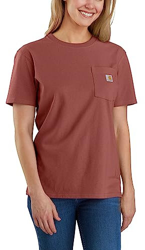 Carhartt Loose Fit Schwergewicht Kurzarm-T-Shirt K87 mit Tasche Damen Braun M