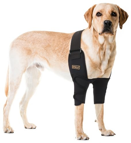 OPSELU Hunde-Schulterbandage für Hunde, Ellenbogen- und Schulterstütze, Ellenbogenhygrom, Dysplasie, Arthrose, Ellenbogenschwielen, Druckstellen und Schulterluxation, Hundebeinbandage vorne (L)