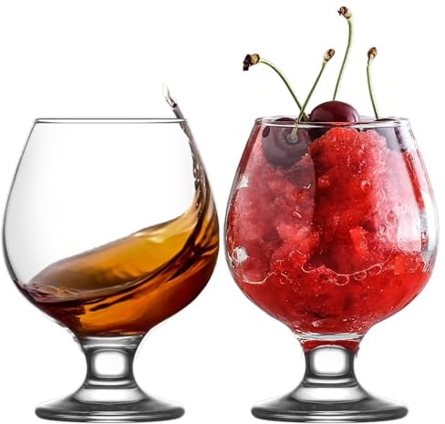 LAV Premium Brandy Glasses Set of 6, 390ml, 100% Lead Free Cognac Glasses, Snifter Glasses, Snifter Beer Glasses, Beer Goblets, Stemmed Beer Glasses, Footed Beer Glasses, Dessert Glasses