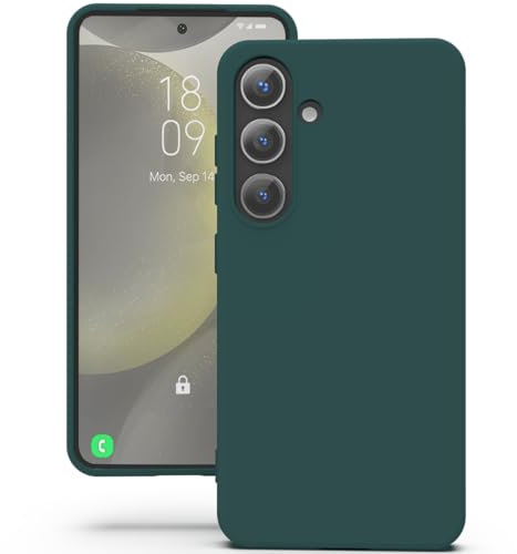 YATWIN Silicone Case for Samsung Galaxy S24, Soft-Touch, Shockproof, DustProof, Antiskid Full Body Armour Phone Cover for Samsung Galaxy S24 - Dark Green