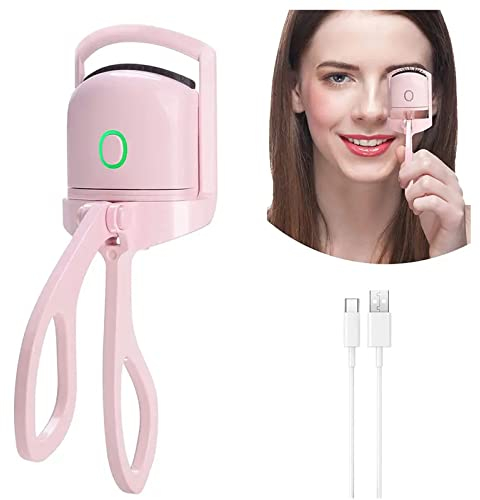 Beheizte Wimpernzange, wiederaufladbar, elektrische Wimpernzange, beheizter Wimpernclip für Make-up, professionelle Wimpernzange für alle Augenformen, ideales Geschenk für Frauen, Freundin (Rosa)