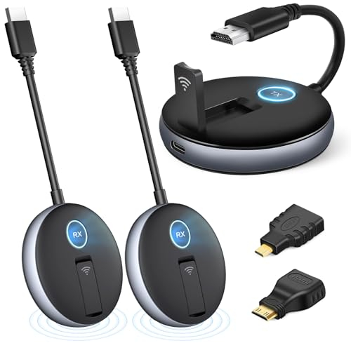 YAOMAISI HDMI sans Fil.1 émetteur et 2 récepteurs.l'extension simultanée de Plusieurs téléviseurs,Projection de l'écran d'un Ordinateur Portable,d'un téléphone Mobile, etc. sur Un écran de télévision